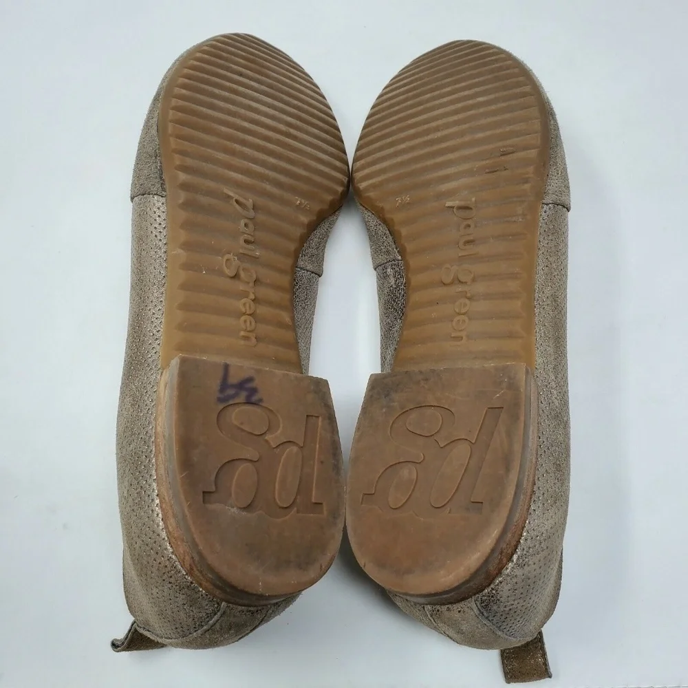 Paul Green Perry Flat Gold Perforated Leather